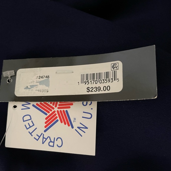 NWT Betsy Adam Off The Shoulder Ruffle Dress Navy Blue Size 6 - Picture 13 of 16